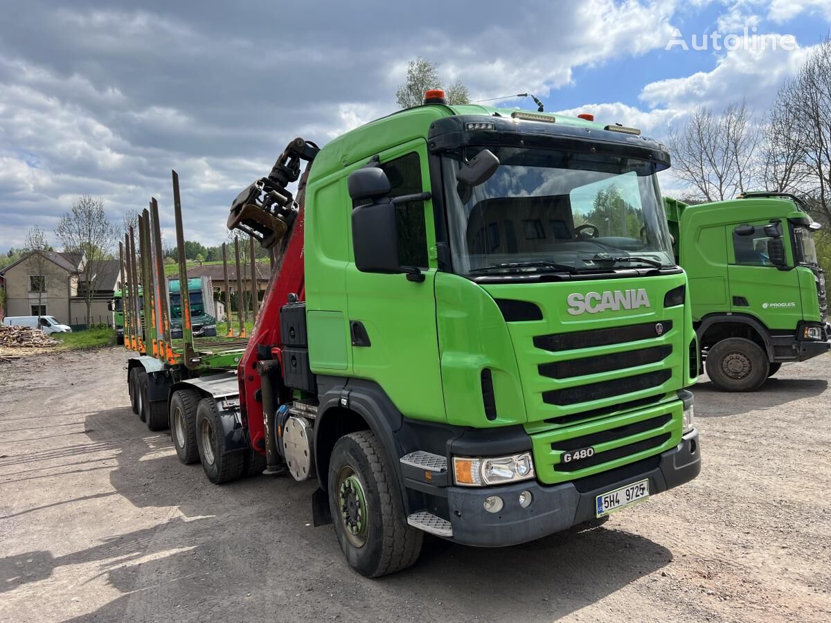 camion forestier Scania G490 + remorque forestière