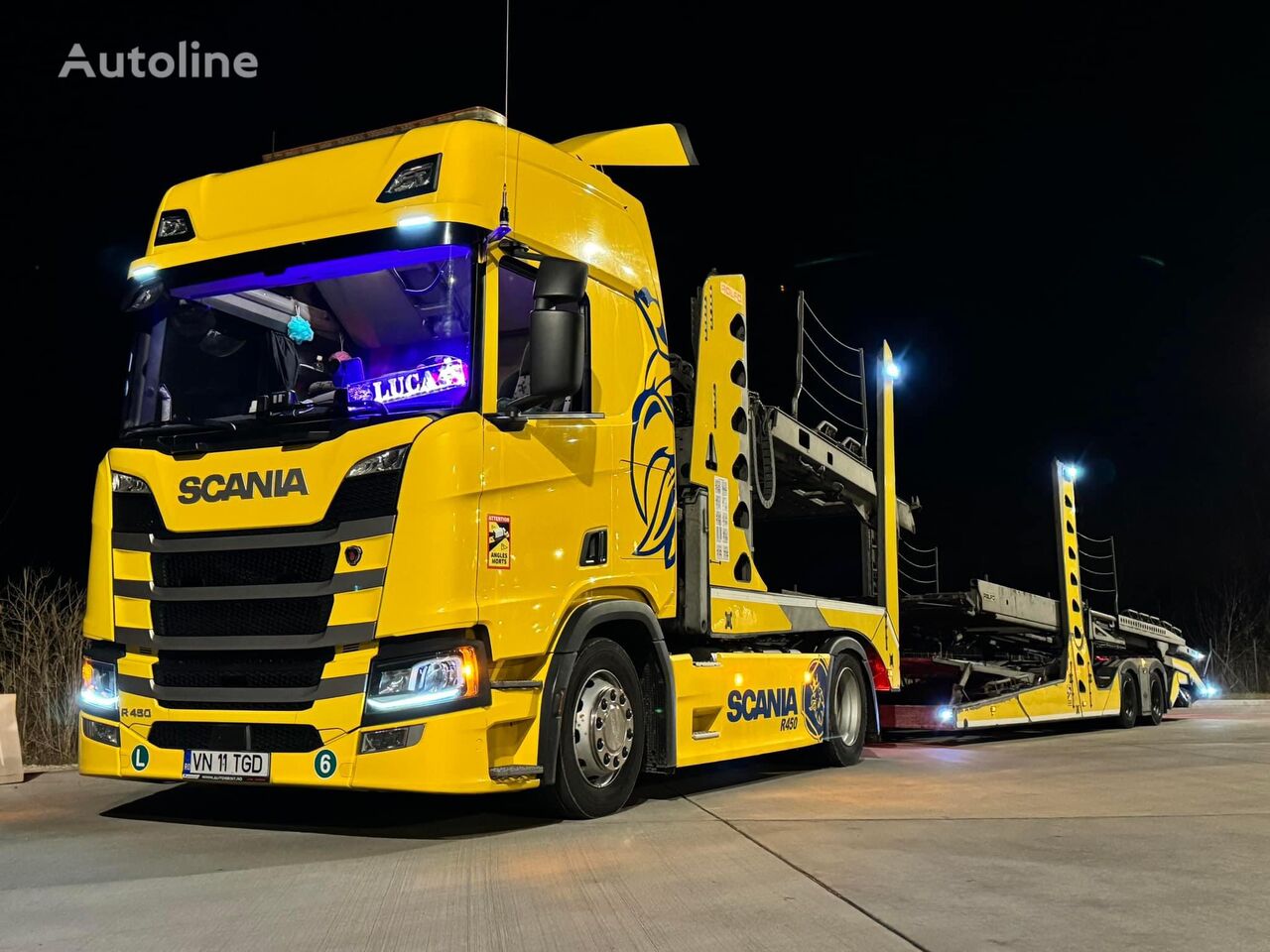 camion porte-voitures Scania R450 + remorque porte-voitures