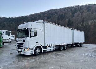 camion rideaux coulissants Scania R410 + remorque rideaux coulissants